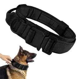 Produktbild: Taktisches Hundehalsband mit Griff Gepolstert Halsband Hund Verstellbare, Militär Hund Halsband Breit Hundehalsband mit Metallschnalle, Nylon Schwarz Taktisches Halsband für Training, XL