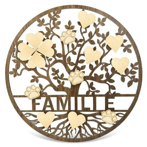 Produktbild: TAKULA Lebensbaum Holz Tree of Life Wanddeko Holz,Wanddeko-Stammbaum Familienbaum Stammbaum Vorlage zum Ausfüllen Lebensbaum Deko,Geschenk Familie Geschenke für Eltern