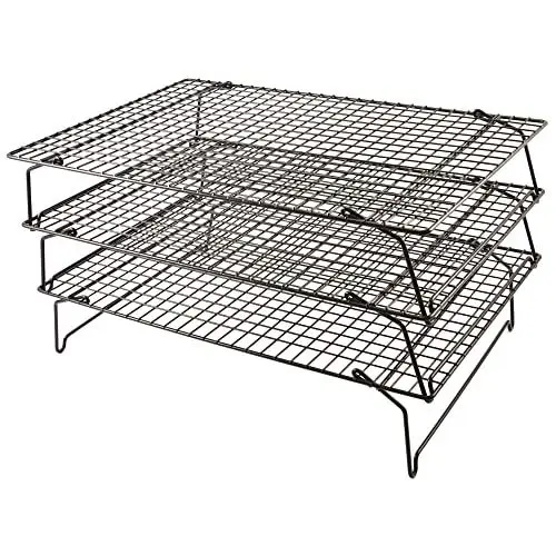 Produktbild: Tala 3-stöckiges Antihaft-Abkühlgitter – Klappbares Kuchengitter – Platzsparendes Abkühlregal für Muffins, Kuchen & Kekse – Backzubehör 40 x 25 cm, Schwarz