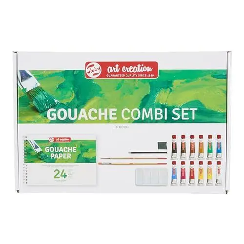 Produktbild: Talens Art Creation Einsteiger-Set Gouache-Malerei mit 12 Farben (12-ml-Tuben), Pinsel, Palette, Papier, Bleistift & Radiergummi