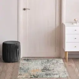 Produktbild: TALETA Fussmatte Innen, Kleiner Teppich Modern waschbare Fussmatte innen grau, rutschfest für Ecke, Küche, Vor dem Bett - grau, 50 x 80 cm