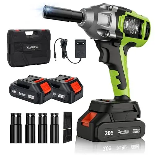 Produktbild: Taliyah Akku Schlagschrauber 650N.m, 20V 4000mAh Schlagschrauber Akku mit 4 Stecknüsse, 1/2 Zoll 2-Gang-Getriebe LED-Licht Bürstenloser Motor Schlagschrauber(Inklusive Akkus und Schnellladegerät)