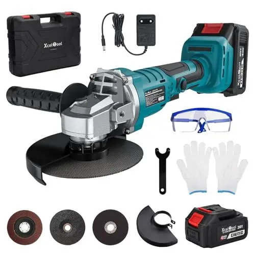 Produktbild: Taliyah Akku Winkelschleifer 125, 9000U/min Winkelschleifer Akku, 21V 4000mAh Bürstenloser Motor, 900W Spindle Lock Winkelschleifer(Inklusive Trennscheibe,Akku&Ladegerät)