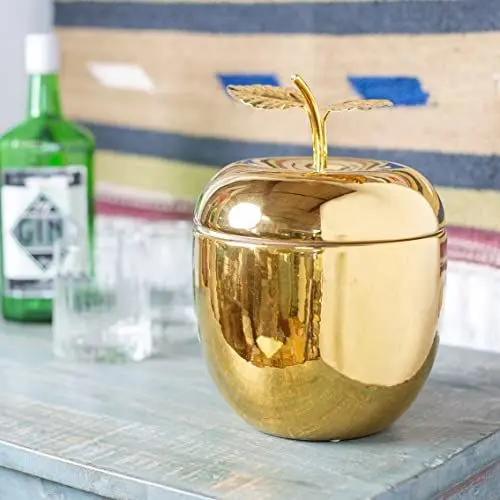 Produktbild: Talking Tables EMP-ICEBUCKET-APPLE Gold Apfel Eiskübel mit Deckel-Premium Getränkewagen Zubehör für Bar Eleganter Edelstahl Weinflaschenkühler | Edle Party Dekoration für Tisch, apfelgrün