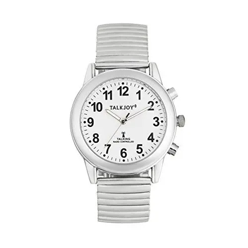 Produktbild: TalkJoy Damen Sprechende Uhr Funkuhr Metallzugarmband Silber Blindenuhr Datum Sehhilfe