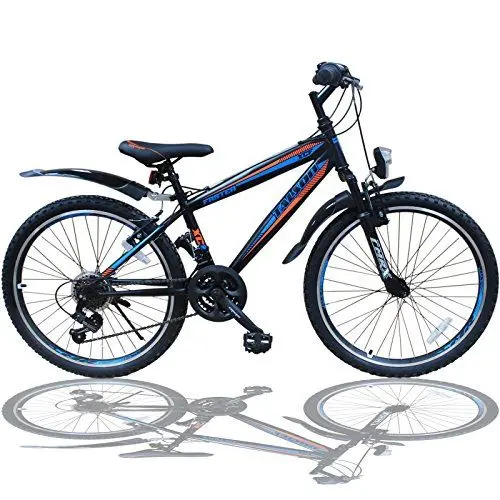 Produktbild: Talson 24 Zoll Mountainbike Fahrrad MIT GABELFEDERUNG & Beleuchtung 21-Gang Faster BBO