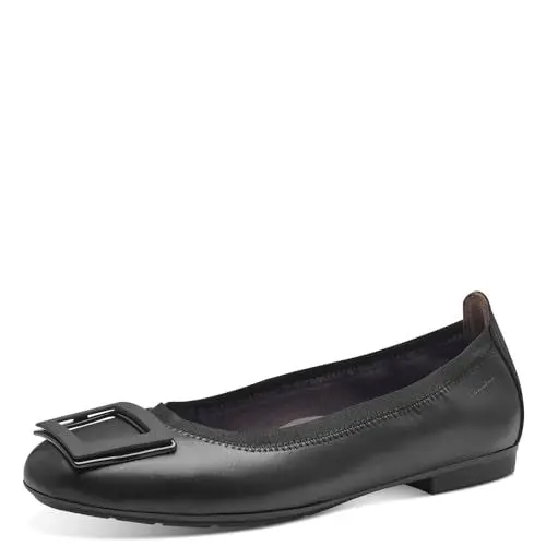 Produktbild: Tamaris COMFORT Damen Ballerinas aus Leder Runde Spitze, Schwarz (Black), 40 EU