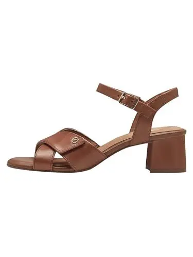 Produktbild: Tamaris COMFORT Damen Sandalen mit Absatz aus Leder mit verstellbarem Riemen, Braun (Nut Nappa), 39 EU