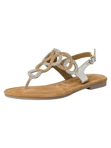 Produktbild: Tamaris Damen Sandalen Zehentrenner Leder Sommer·· SILVER COMBINED/metallic·· 38 EU