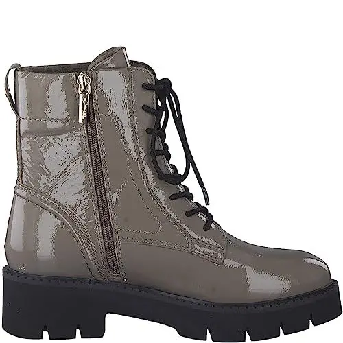 Produktbild: Tamaris COMFORT Damen Stiefeletten zum Schnüren aus Leder Plateau Comfort Fit, Braun (Taupe Patent), 39 EU