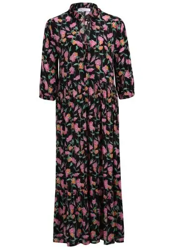 Produktbild: Tamaris Damen AOP Boho Kleid ANSHUN Schwarz 44