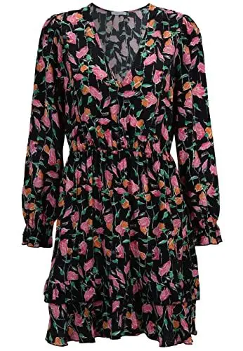 Produktbild: Tamaris Damen AOP Kurzes Boho Kleid AMAVIDA Schwarz 44
