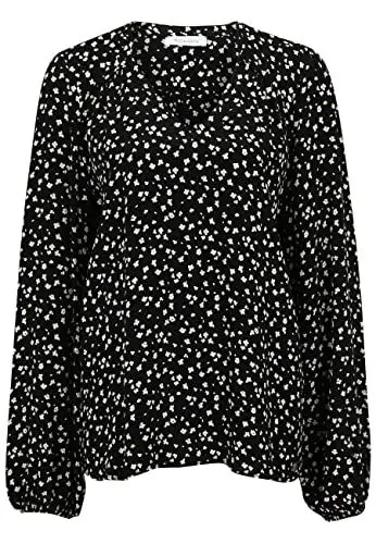 Produktbild: Tamaris Damen AOP V-Ausschnitt Bluse ANSBACH Schwarz 44