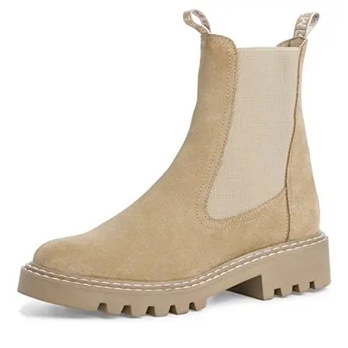 Produktbild: Tamaris Damen Ankle Boots, Frauen Stiefeletten,Wechselfußbett,uebergangsstiefel,flach,Boots,Stiefel,Bootee,Booties,BEIGE Suede,38 EU