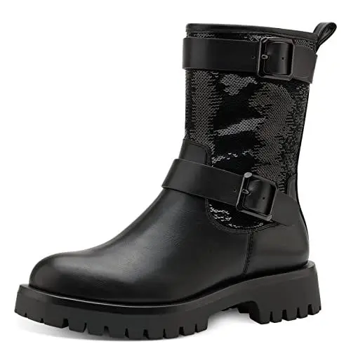 Produktbild: Tamaris Damen Biker Boots, Frauen Stiefeletten,TOUCHit-Fußbett,Booties,halbstiefel,Kurzstiefel,uebergangsschuhe,Black,38 EU