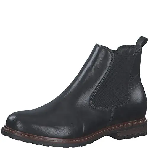 Produktbild: Tamaris Damen Chelsea Boots, Frauen Stiefeletten,Kurzstiefel,uebergangsschuhe,uebergangsstiefel,Schlupfstiefel,flach,Black Leather,37 EU