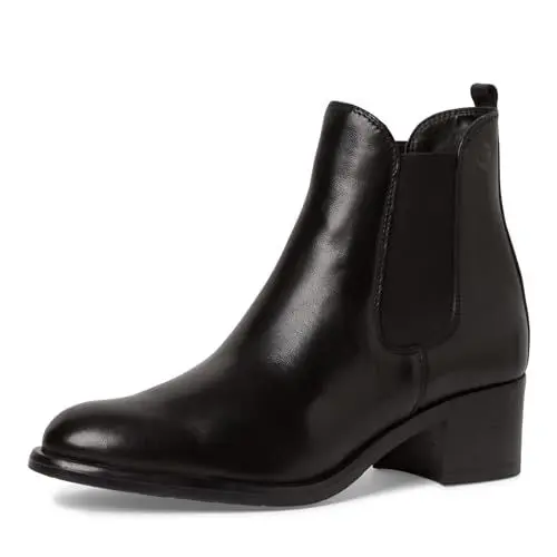Produktbild: Tamaris Damen Chelsea Boots Leder Blockabsatz·· BLACK/schwarz·· 38 EU