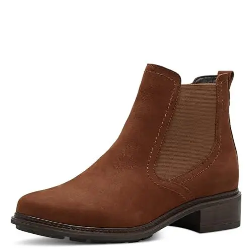 Produktbild: Tamaris Damen Chelsea Boots Leder Blockabsatz·· MAROON/braun·· 37 EU