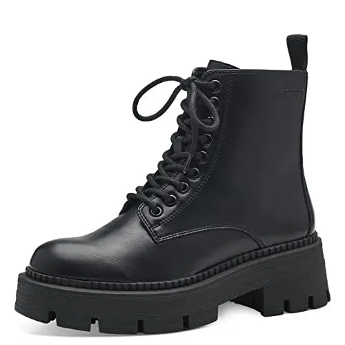 Produktbild: Tamaris Damen Combat Boots, Frauen Stiefeletten,TOUCHit-Fußbett,uebergangsschuhe,uebergangsstiefel,schnürstiefel,Boots,Black Uni,39 EU