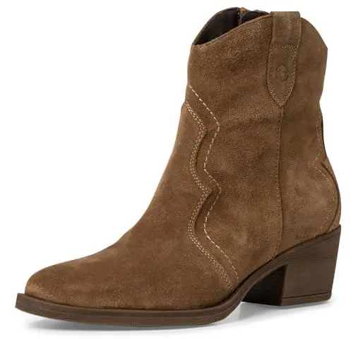 Produktbild: Tamaris Damen Absatzstiefelette Leder Blockabsatz bequem·· BROWN, EU 39