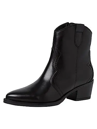 Produktbild: Tamaris Damen Absatzstiefelette Leder Blockabsatz bequem·· BLACK LEATHER, EU 38