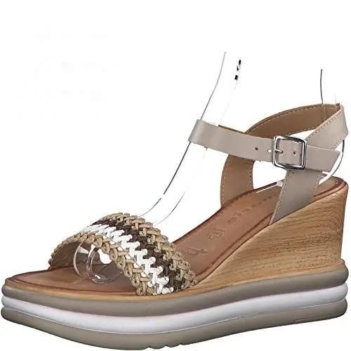 Produktbild: Tamaris Damen Keilsandalen, Frauen Sandalen,Touch It-Fußbett,keilabsatz,wedge-heel,hoch,weiblich,lady,ladies,women's,woman,BEIGE COMB,41 EU / 7.5 UK