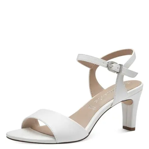 Produktbild: Tamaris Damen Sandalen mit Absatz Vegan Stilettoabsatz·· WHITE MATT/weiß·· 40