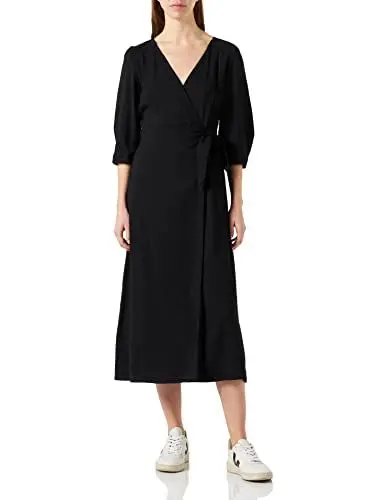 Produktbild: Tamaris Damen Midi Wickelkleid ALACA Schwarz 44
