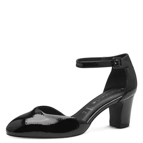 Produktbild: Tamaris Damen Pumps Blockabsatz Vegan·· Black PATENT, EU 37
