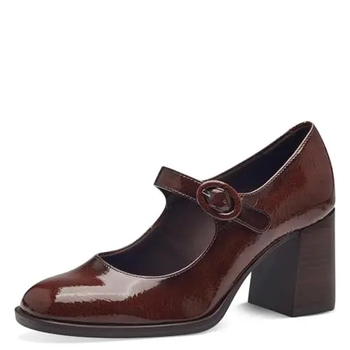 Produktbild: Tamaris Damen Pumps Blockabsatz Vegan·· Brown PATENT, EU 40