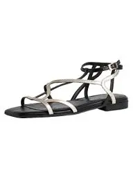 Produktbild: Tamaris Damen Riemchensandalen, Frauen Sandalen,TOUCHit-Fußbett,Sommersandalen,bequem,flach,Sommerschuhe,Freizeitschuhe,Black/LT.Gold,36 EU
