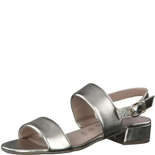 Produktbild: Tamaris Damen Sandalen mit Absatz Leder Blockabsatz Sommer·· LIGHT GOLD METALLIC/metallic·· 39 EU