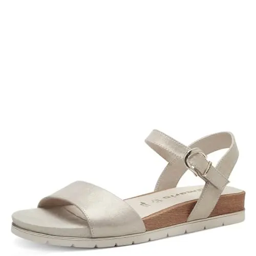 Produktbild: Tamaris Damen Sandaletten, Frauen Sandalen,Sommersandalen,bequem,flach,Sommerschuhe,Freizeitschuhe,offene Schuhe,Strandschuhe,Champagne,40 EU