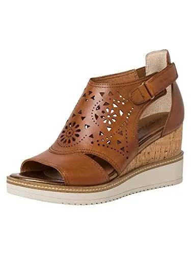 Produktbild: Tamaris Damen Sandaletten, Frauen Sandalen,TOUCHit-Fußbett,hoher Absatz,Sommerschuhe,Freizeitschuhe,offene Schuhe,Strandschuhe,Cognac,39 EU