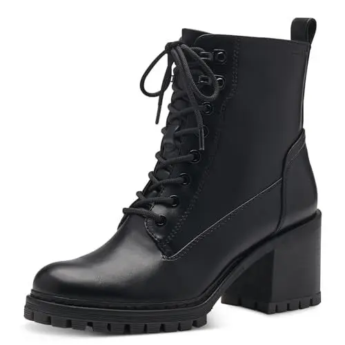 Produktbild: Tamaris Damen Schnürstiefel mit Absatz Vegan Blockabsatz·· BLACK MATT/schwarz·· 40 EU