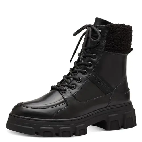 Produktbild: Tamaris Damen Schnürstiefel Materialmix aus Leder, Textil und Synthetik Winter gefüttert·· BLACK UNI/schwarz·· 38 EU
