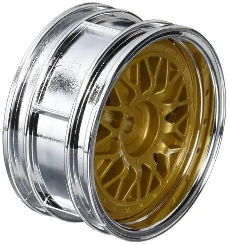 Produktbild: Tamiya 300050548 - Felgen Porsche Taisan, 26 mm, 2 Stück, Chrom/Gold