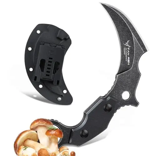 Produktbild: TAN RAN Jagdmesser Feststehende Klinge, Outdoor Messer Survival mit Kydex Scheide, Gürtelmesser D2 Stahl Pilzmesser für Picnic & BBQ Ideal Geschenk für Männer