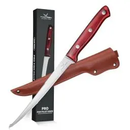 Produktbild: TAN REN Filitiermesser Fisch Scharf, 19 CM Profi Filetiermesser Fisch Angeln, Edelstahl Filetiermesser Fleisch mit Scheide, Profi Ausbeinmesser Messer Angeln für Fisch & Fleisch