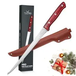 Produktbild: TAN REN Filitiermesser Fisch Scharf, 24 CM Profi Filetiermesser Fisch Angeln, Edelstahl Filetiermesser Fleisch mit Scheide, Profi Ausbeinmesser Messer Angeln für Fisch & Fleisch