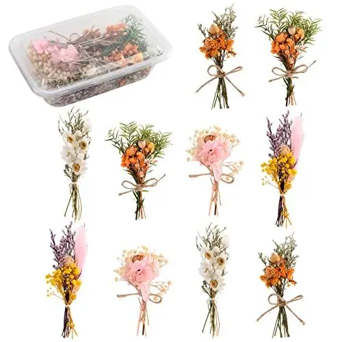 Produktbild: Tanant 10 STÜCKE Mini-Trockenblumensträuße, Getrocknete Blumenblätter, Pflanzenstielbündel für DIY-Bastelarbeiten, Foto-Requisiten, Getrocknete Prägeblumenbündel für Hochzeit, Zuhause,(#1)