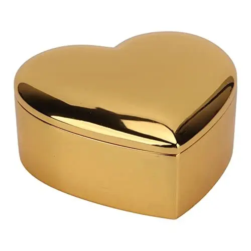 Produktbild: mumisuto Herzförmige Box, Schmuckschatulle, Gold, Zinklegierung, Metall, poliert, Samt, innen, antike Herz-Ring-Aufbewahrungsbox mit Deckel