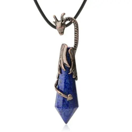 Produktbild: Tanduaji Anhänger Drache Lapislazuli Halbedelsteine Heilen Halskette,Reiki Schmuck für Damen Herren