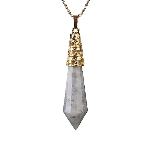 Produktbild: Tanduaji Anhänger Pendel Labradorite Halskette Heilsteine Halbedelstein, Reiki Schmuck für Damen
