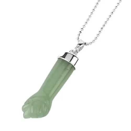 Produktbild: Tanduaji Fist Anhänger Grüner Aventurin Halskette Heilsteine Halbedelstein, Reiki Schmuck für Damen