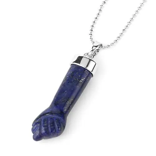 Produktbild: Tanduaji Fist Anhänger Lapislazuli Halskette Heilsteine Halbedelstein, Reiki Schmuck für Damen