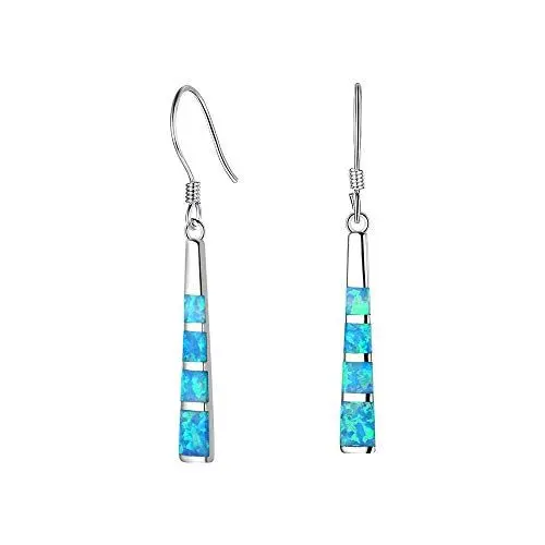 Produktbild: Tanduaji Opal Ohrringe Silber 925 Damen Ohrringe Tropfen,Blauer Opal Quastenform,Opal Schmuck Hochzeit Modeschmuck Ohrringe für Frauen