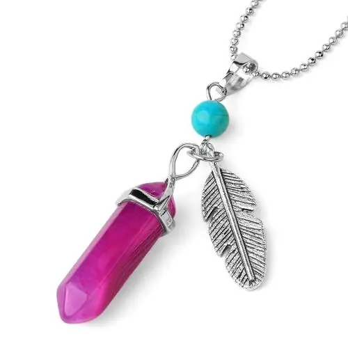 Produktbild: Tanduaji Sechseckig Anhänger Rosenadern Achat Anhänger, Heilen Reiki Schmuck für Damen Herren