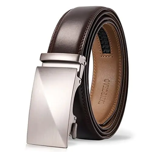 Produktbild: TANGCHAO Gürtel Herren,Braun Ledergürtel Ratsche Automatikschließe für Herren Business Anzug Jeans, 35mm Gürtel,Größe Einstellbar 115cm
