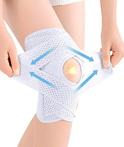 Produktbild: Tangsoo Kniebandage Männer Damen,Kniebandage mit klettverschluss und Patella Gel Pads für Meniskus Riss Knieschmerzen Arthrose Gelenkschmerzlinderung sport Weiß XL